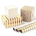 MAYPLUSS Birthday Wrapping Paper, 17 in x 120in Per roll, Gold Gift Wrap