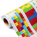 MAYPLUSS Birthday Wrapping Paper, 17IN x 16.5FT Building Blocks Gift Wrap