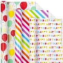 MAYPLUSS Birthday Wrapping Paper Roll - Mini Roll -17in x 120in Per roll - Red Balloon Stripes,Happy Birthday Lettering (42.3 sqft) for Party,Girl,Baby Shower,Boy Wedding, All Occassions