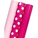 MAYPLUSS Girl Gift Wrapping Paper Roll - 17In x 120In Per Roll - Girly Pastel Pink, Hot Pink Dot Engagement Gift Wrap Paper for Party, Wedding, Women Birthday, Valentine's Day, Baby Shower, Christmas