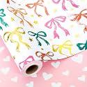MAYPLUSS Girl Wrapping Paper Roll, Girly Bow Wrapping Paper, Reversible Elegant Bows Pink Gift Wrap for Birthday, Girl Baby Shower, Wedding, Christmas, Valentine's Day, Bachelorette(17 In X 33 Ft)