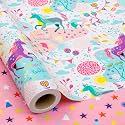 MAYPLUSS Pink Unicorn Gift Wrapping Paper - 17Inch X16.5 Feet - Enchanting Colorful Unicorn Gift Wrap for Children's Kid's Girl Birthday, Baby Showers
