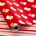 MAYPLUSS Reversible Valentine's Day Wrapping Paper Roll - 17 Inch X 33 Feet - Red Gold Foil Double Love Heart Design Lover Gift Wrap for Valentine’s Day, Birthdays, Wedding, Anniversaries and Holiday
