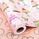 MAYPLUSS Wedding Wrapping Paper, Pink Gift Wrapping Paper, Blush Bridal Cakes Gift Wrap on Pink Pearl Paper, Reversible Diamond Ring Gift Wrap for Engagement, Birthday Celebration (17 Inch X 33 Feet)