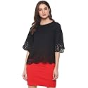 mayra Women39s Black Color 34 Sleeve Laser