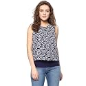 mayra Women39s Crepe Blue Color Sleeveless Top