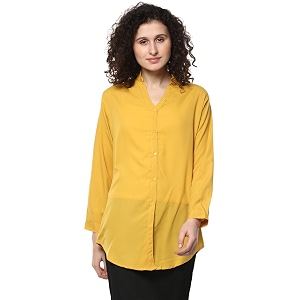 mayra Womens Crepe Yellow Color Long Sleeve