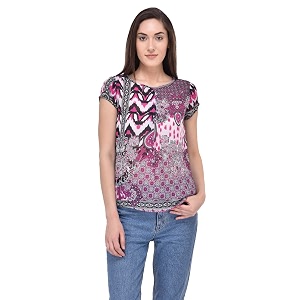 mayra Womens Georgette Multi Color Short Sleeve