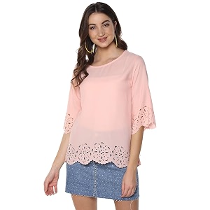 mayra Womens Pink Color 3 4 Sleeve