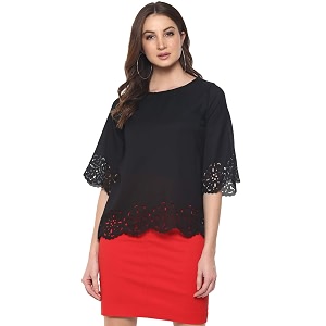 mayra Womens Black Color 3 4 Sleeve