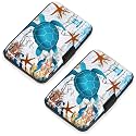 Mayski 2 Pack Credit Card Holder for Women RFID Blocking Wallet, Sea Turtle