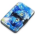 Mayski Credit Card Holder for Women RFID Blocking Wallet, Blue Cat