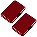 Mayski 2 Pack Credit Card Holder for Women RFID Blocking Wallet, Red
