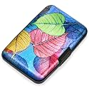 Mayski Credit Card Holder for Women RFID Blocking Wallet, Colorful Leaves