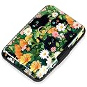 Mayski Credit Card Holder for Women RFID Blocking Wallet, Black Cat Flower