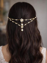 MAYUJA Gold Pearl Flower Hair Band | Elegant Bridal & Party Hair Accessory Hair Band (Gold)