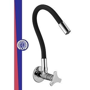 brass kitchen tap for sink  flexible swivel spout  chrome amp matte black  cold water sink cock  premium brass  silicone  10 years warranty piper-12501-sf