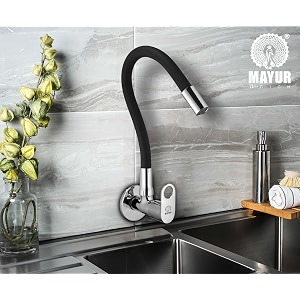 brass kitchen tap for sink  flexible swivel spout  chrome amp matte black  cold water sink cock  premium brass  silicone  10 years warranty ornix-3501-sf