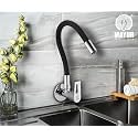 Brass Kitchen Tap for Sink | Flexible Swivel Spout | Chrome &amp; Matte Black | Cold Water Sink Cock | Premium Brass + Silicone | 10 Years Warranty (ARIA-8501-SF)