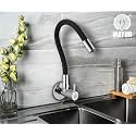 Brass Kitchen Tap for Sink | Flexible Swivel Spout | Chrome &amp; Matte Black | Cold Water Sink Cock | Premium Brass + Silicone | 10 Years Warranty (FLARE-7501-SF)