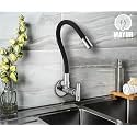 Brass Kitchen Tap for Sink | Flexible Swivel Spout | Chrome &amp; Matte Black | Cold Water Sink Cock | Premium Brass + Silicone | 10 Years Warranty (PIPER-12501-SF)