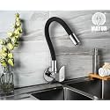 Brass Kitchen Tap for Sink | Flexible Swivel Spout | Chrome & Matte Black | Cold Water Sink Cock | Premium Brass + Silicone | 10 Years Warranty (ALIVE-9501-SF)
