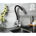 Brass Kitchen Tap for Sink | Flexible Swivel Spout | Chrome &amp; Matte Black | Cold Water Sink Cock | Premium Brass + Silicone | 10 Years Warranty (MILANO-4501-SF)