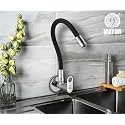 Brass Kitchen Tap for Sink | Flexible Swivel Spout | Chrome &amp; Matte Black | Cold Water Sink Cock | Premium Brass + Silicone | 10 Years Warranty (ORNIX-3501-SF)