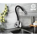 Brass Kitchen Tap for Sink | Flexible Swivel Spout | Chrome &amp; Matte Black | Cold Water Sink Cock | Premium Brass + Silicone | 10 Years Warranty (TRENDY-1501-SF)