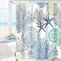 MAYZUS Extra Long Shower Curtain 72 x 84 Inch, Tall Nautical Coastal Decor
