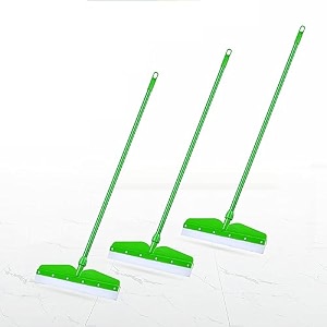 mazic easy wiper for floor cleaning long handle with wide foam for home multipurpose uses bathroom cleaning water swiping pack of 3 green