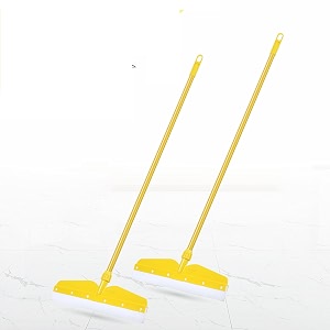 mazic easy wiper for floor cleaning long handle with wide foam for home multipurpose uses bathroom cleaning water swiping pack of 2 yellow