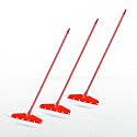Mazic Easy Wiper for Floor Cleaning Long Handle with Wide Foam for Home Multipurpose uses Bathroom Cleaning, Water Swiping (Pack of 3, Red)