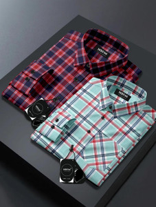 mbf66 men checkered casual multicolor shirt