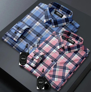 mbf66 men checkered casual multicolor shirt