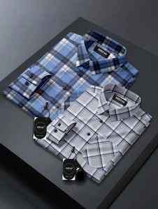 mbf66 men checkered casual multicolor shirt