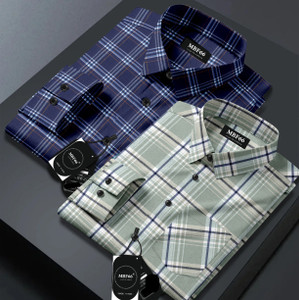 mbf66 men checkered casual multicolor shirt