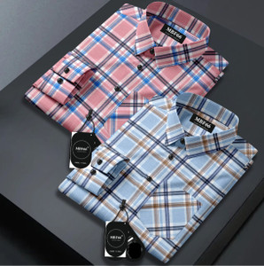 mbf66 men checkered casual multicolor shirt