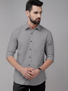 MBF66 Men Solid Casual Grey Shirt