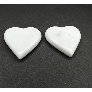 natural marble paper weight for home office study table stylish gifting items multipurpose - set of 2 heart white