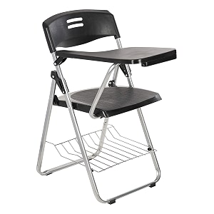 mbtc erizo folding student writing pad chair in black suitable for students upto 70kg weightpolypropylene