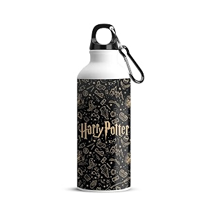 mc sid razz - harry potter - gold doodle aluminum sports sipperwater bottle i water bottle for kids 750 ml - best themed gifts for harry potter fans
