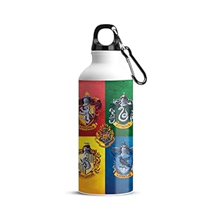 mc sid razz - harry potter - house crest 3 aluminum sports sipperwater bottle i water bottle for kids 750 ml - best themed gifts for friends fans