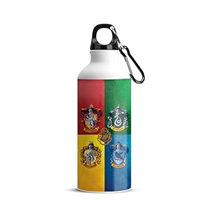 mc sid razz - harry potter - house crest 3 new aluminum sports sipper water bottle i water bottle for kids 750 ml - best themed gifts for friends fans