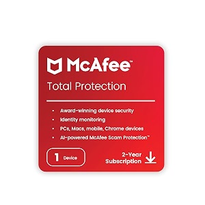 mcafee total protection 2024  1 device 2 years  antivirus internet security software  password manager amp dark web monitoring included  pcmacandroidios  email delivery