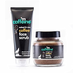 mcaffeine exfoliating coffee face amp body scrub combo for tan removal  for women amp men  removes blackheads and dirt from face neck elbows amp knees for soft amp smooth skin - 200gm