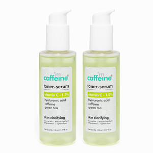 mcaffeine toner serum- vitamin c 15  green tea - pack of 2 men  women 300 ml