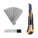 Mcare 18mm Box cutter knife with self Lock System for thermocol, Cardboard, Arts &amp; Crafts. Paper Cutter [With 3 Replacement Blade]