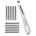 Mcare 9mm Box Cutter knife with self Lock System for thermocol, Cardboard, Arts &amp; Crafts. Pattern Grip Sharp Box Opener knife. [With 10 Replacement Blade]