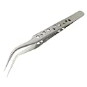 Mcare Precision Curved Pointed Tweezer, JYD Multifunctional Stainless Steel Tweezer for Electronics Repairing, Crafting. [ST-15 Curved]